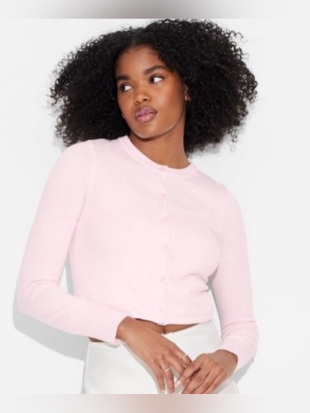 Wild Fable Women’s Light Pink Button-Up Cropped Cardigan Size L